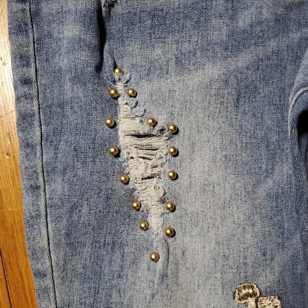 Embroidered Floral Skinny Jeans - Picture 6 of 14